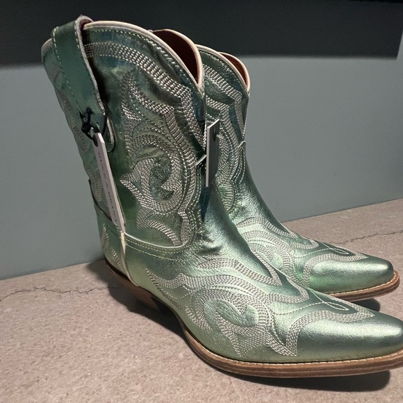 Buck & Brana REGINA LEATHER COWGIRL BOOTS IN MINT IN MULTI - NWT - Sz. 9.5 - Picture 7 of 15